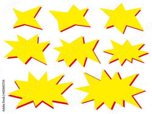 yellow star for surprise sale shock promotion price tag set vector design
