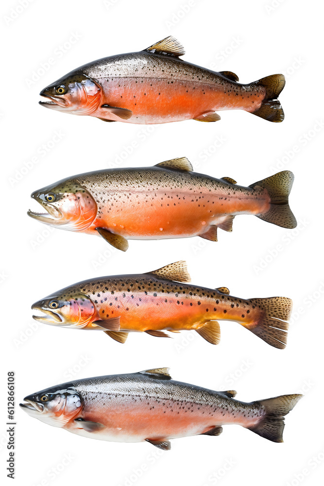 Salmon fish on transparent background, PNG file. Generative AI Salmon fish on transparent background, PNG file. Generative AI