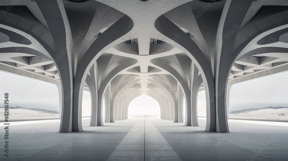 Fototapeta premium minimalist modern open concrete Base natural plain simple bear minimum building architecture