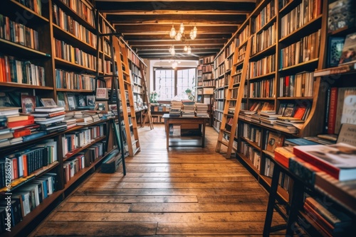 Neatly Organized Bookshop Interior -ai generated © dasom