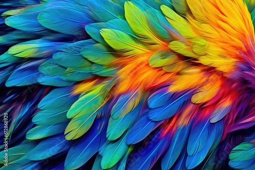 Vivid Colors of Tropical Bird Feather -ai generated © dasom