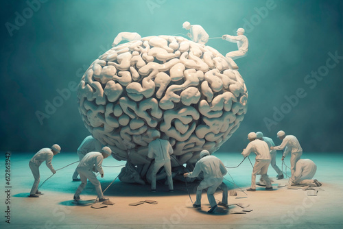 Foto Conceptual image of brain working