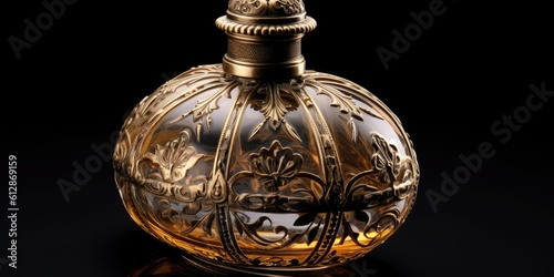 Ornate Perfume Bottle with Etchings -ai generated