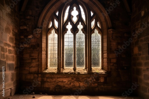 Gothic Window in Old Cathedral -ai generated