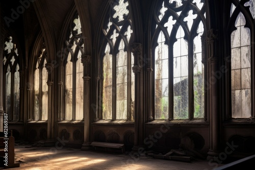 Gothic Window in Old Cathedral -ai generated