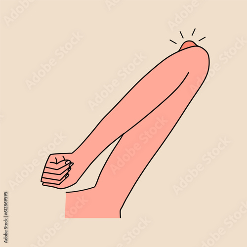 Inflammation of the elbow joint, bursitis, trauma, infection, arthritis. Vector illustration in flat style.