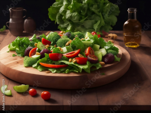A fresh and healthy photo of a salad, Generative AI Illustration.