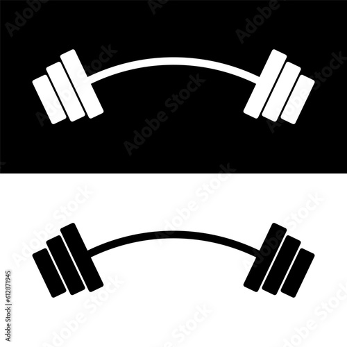 black and white barbell icon
