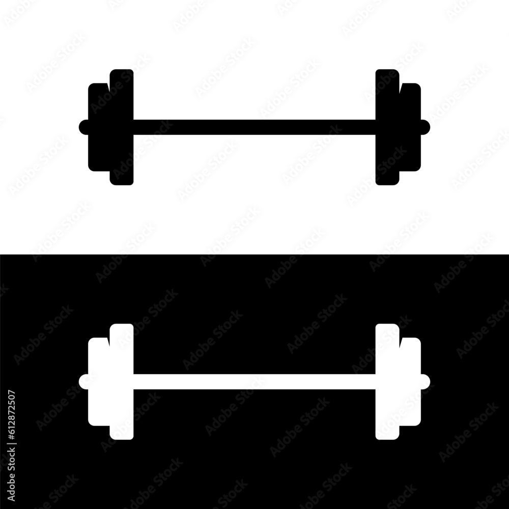 black and white barbell icon black and white barbell icon