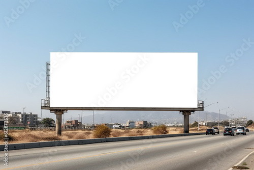 Transparent, empty, blank billboard mockup for outdoor advertisement and promotion for commercial marketing . Generative AI