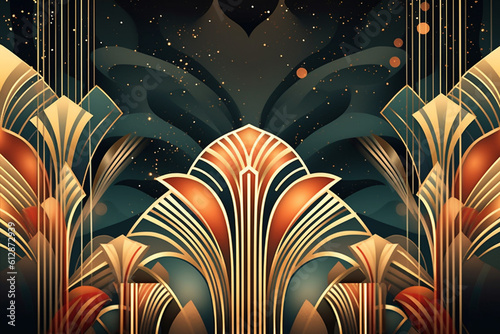 Generative ai. Art Deco Christmas abstract background