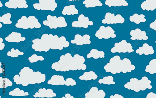 pattern clouds background 3d cardboard style. Clouds and light blue background. Pattern background illustration. Ai generative.