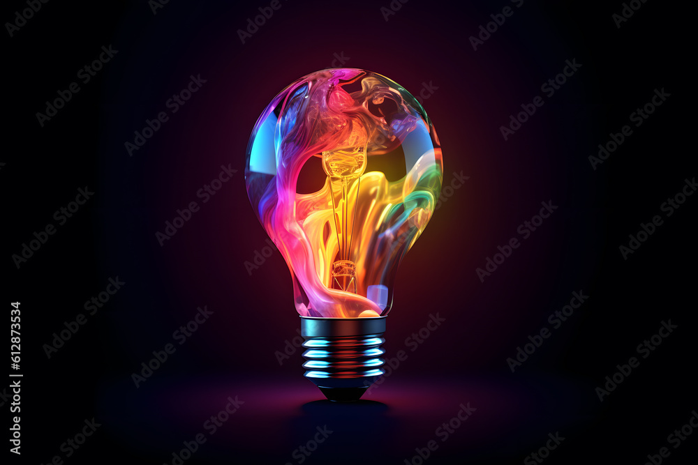 Vibrant Creativity: Colorful light bulbr - Generative AI Vibrant Creativity: Colorful light bulbr - Generative AI