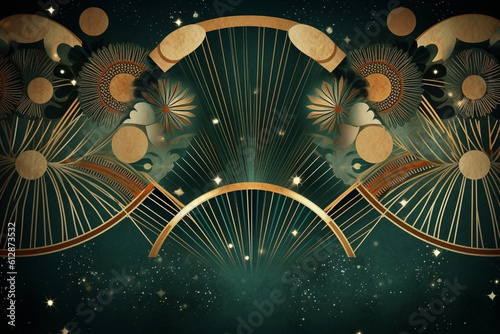Generative ai. Art Deco Christmas abstract background