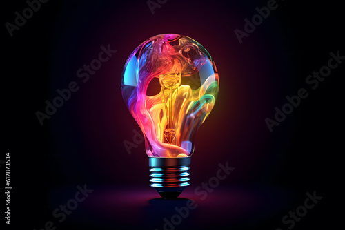 Vibrant Creativity: Colorful light bulbr - Generative AI