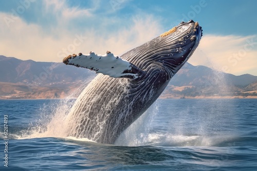 Humpback Whale Breaching Generative AI © FryArt Studio