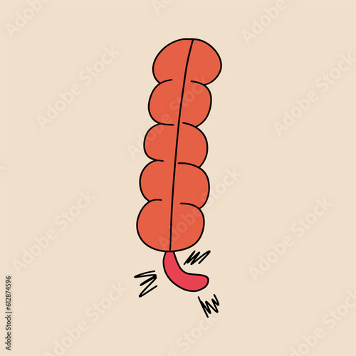 Inflamed appendicitis. Vector illustration in flat style