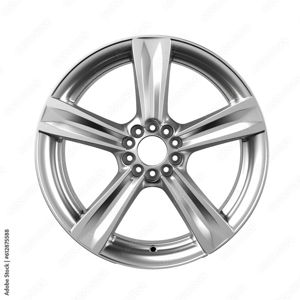 Modern shiny car rim isolated on transparent background, created with generative AI Modern shiny car rim isolated on transparent background, created with generative AI
