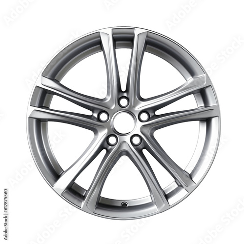 Modern shiny car rim isolated on transparent background, created with generative AI