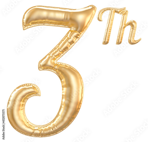 3th anniversary number Gold