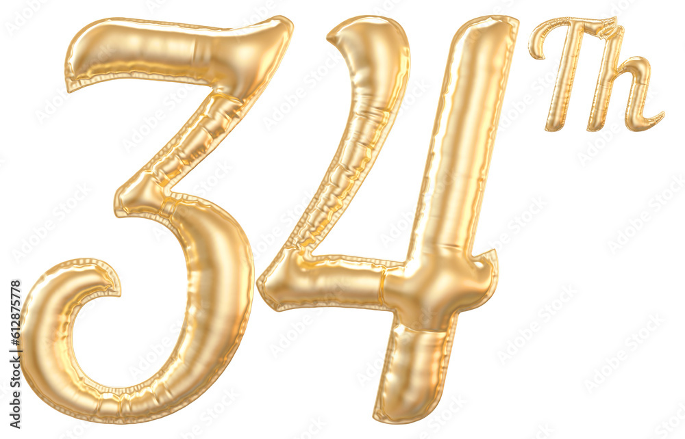 34th anniversary number Gold 34th anniversary number Gold