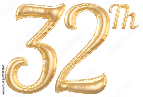 32th anniversary number Gold
