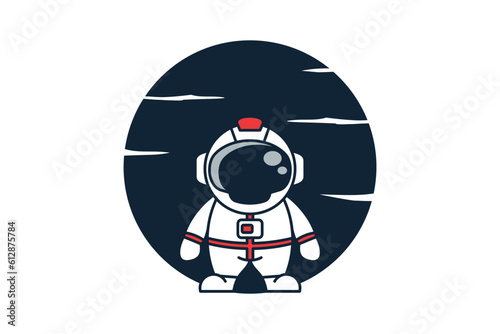 Fototapeta Naklejka Na Ścianę i Meble -  Astronaut With Moon Vector Icon Illustration. Spaceman Mascot Cartoon Character