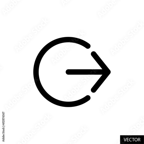 Sign out, logout, exit symbol vector icon in line style design for website, app, ui, isolated on white background. Editable stroke. Vector illustration.