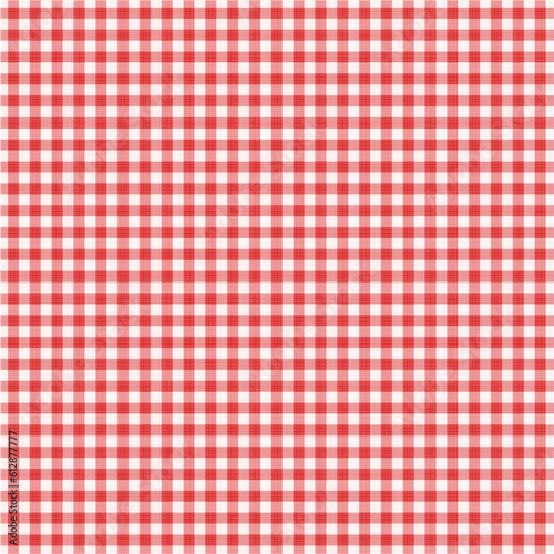Red vichy check, or gingham, print background. Seamless, or repeat, pattern. Fabric texture visible. 