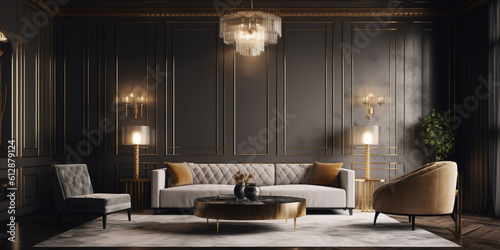 Indoor architecture inspiration, luxury living room inside of villa or mansion © Artofinnovation