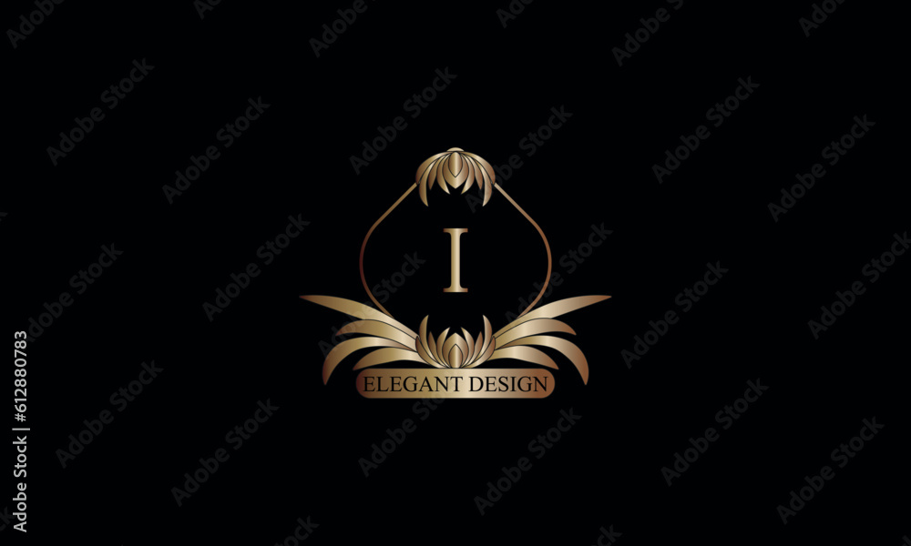 Obraz premium Letter I emblem calligraphic monogram template. Luxury elegant logo design. Vector illustration for projects for cafes, hotels, heraldry, restaurants, boutiques