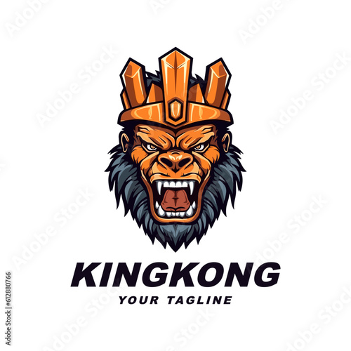 Modern professional angry king kong head logo