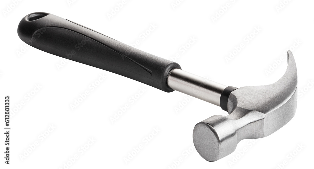 Hammer with black rubber handle, cut out Hammer with black rubber handle, cut out