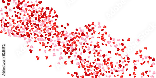 Paper cut red heart shapes explosion vector background. Festive decorative elements. Banner