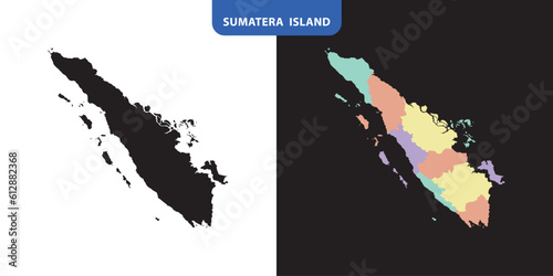 Sumatera region with free 2 style illustration vector maps region and area photo