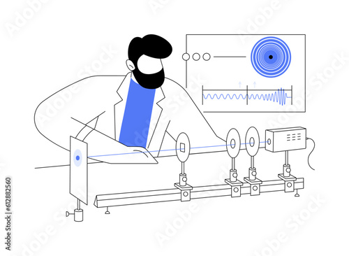 Conduct laser experiment abstract concept vector illustration.