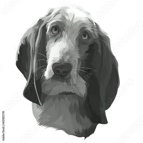 black and white dog painting