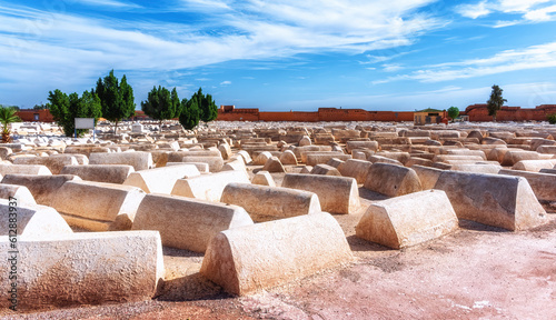 Jewish cemetery in ancient old medina, Marrakech, Morocco, Africa
