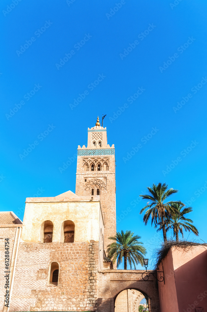 Koutubia mosque in Marakech. One of most popular landmarks of Morocco