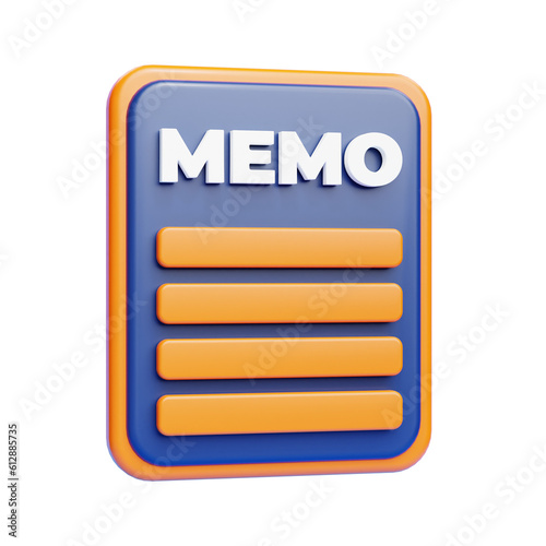 Memo File 3d illustration icon