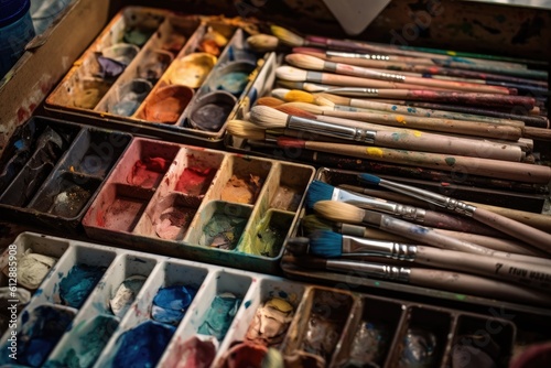 Brushes and paint