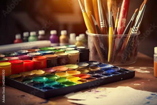 Brushes and paint