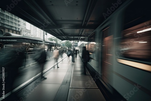 Subway train in motion