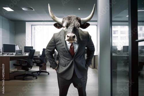 Bull in a business suit Boss looking impatientand intimidating, Generative AI