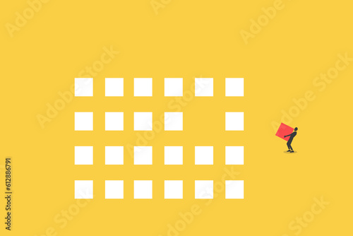 Businessman think different way. concept of leadership, planning, strategy, and success