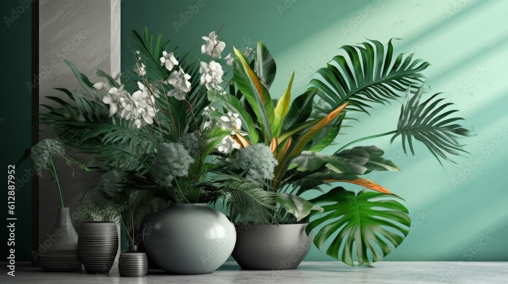 A captivating composition of tropical palm leaves. AI generated