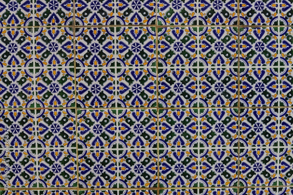 Patchwork pattern from colorful Tunisian tiles.