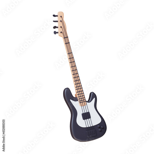 3d bass guitar music instrument with black theme