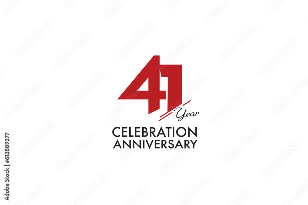 41th, 41 years, 41 year anniversary with red color isolated on white background, vector design for celebration vector 41th, 41 years, 41 year anniversary with red color isolated on white background, vector design for celebration vector