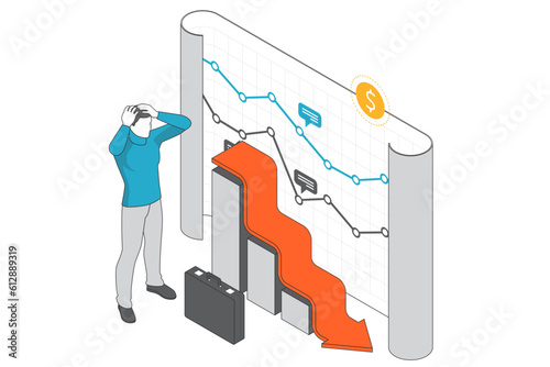 Bad Economy Reduction, Budget recession, Isometric concept of Bankruptcy, Bankruptcy, Bad Economy Reduction, Budget recession, Financial Crisis